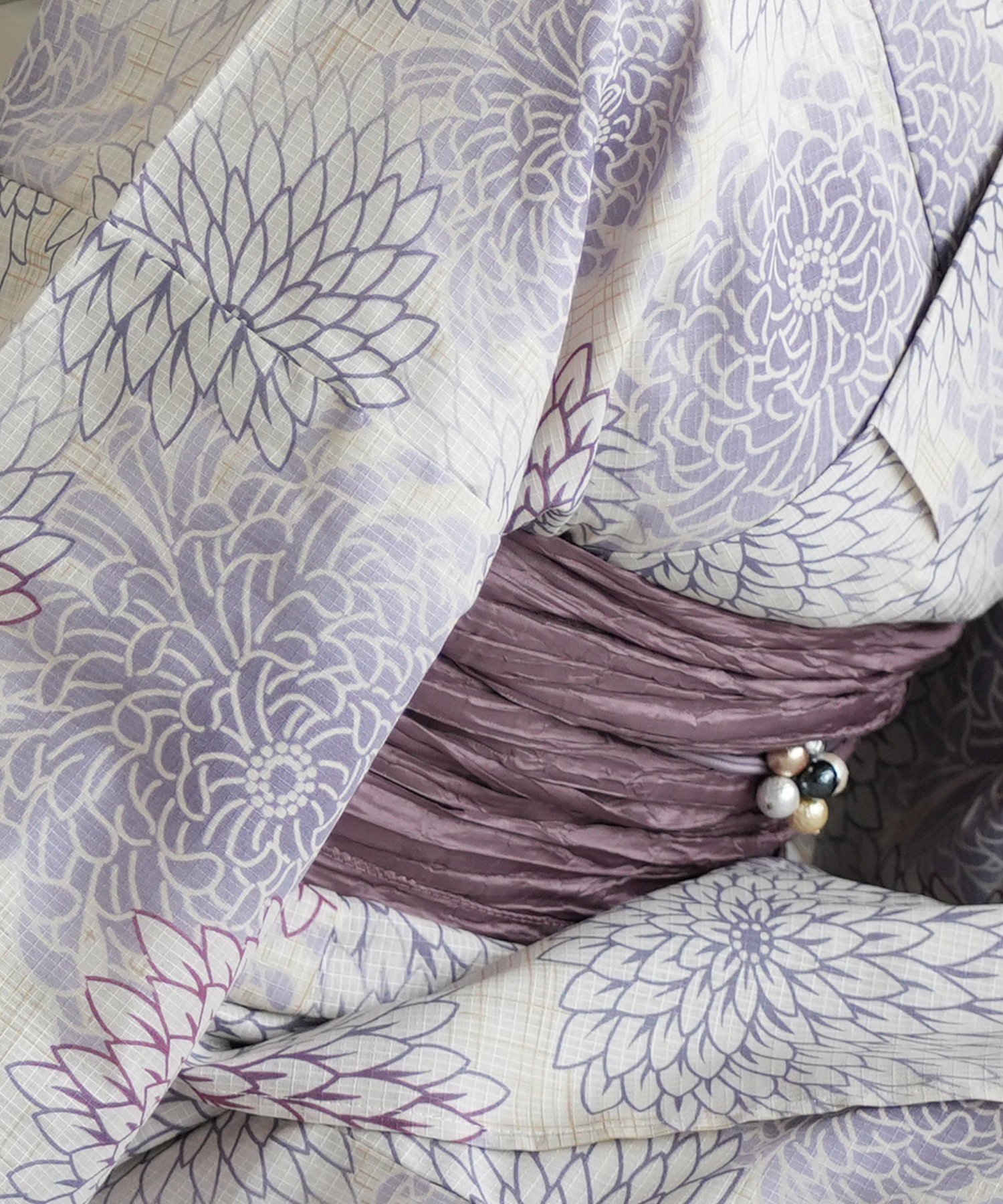 utatane｜utatane/(W)高級変わり織り浴衣3点セット 先染め風ベージュに