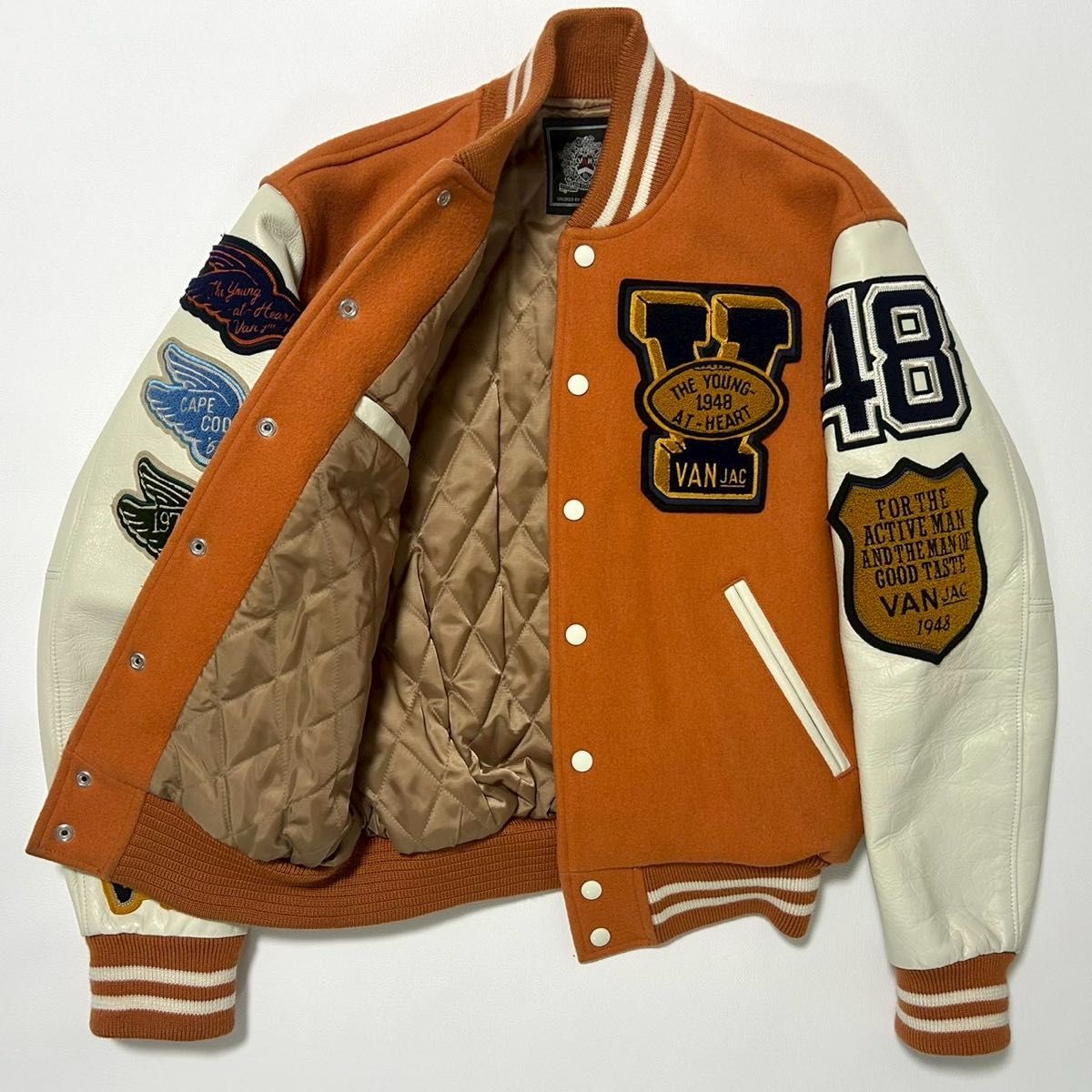 美品】VAN ヴァン スタジャン ジャケット オレンジ Mサイズ ワッペン