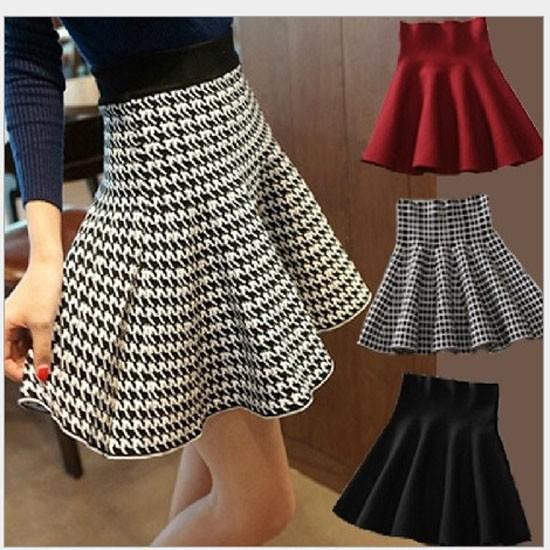 セール中 レディース 千鳥格子柄 フレア ミニスカート メール便送料
