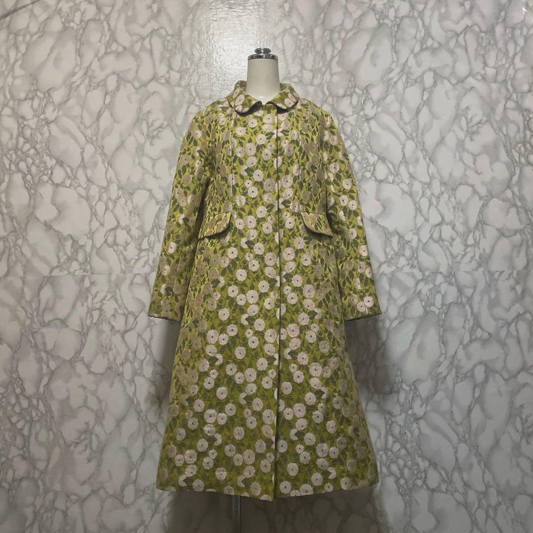 美品　スペシャルアイテム　JUNKO SHIMADA 花柄総刺繍　デザインコート タグ付き 49AV junko shimada ジュンコシマダ ノーカラー ロングコート