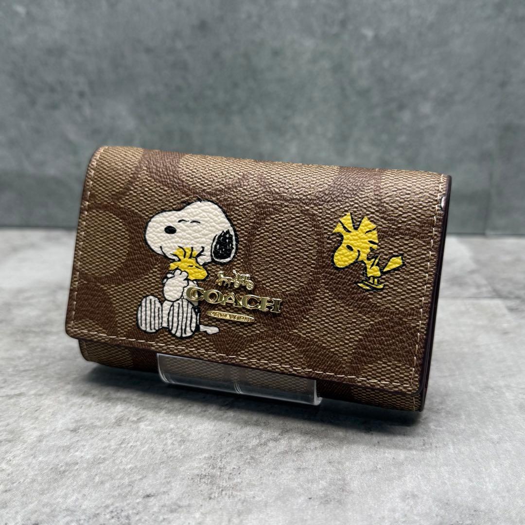 【美品】COACH コーチ スヌーピー キーケース PVC コラボ ブラウン COACH（コーチ） キーケース スヌーピー ピーナッツ コラボ ウッド