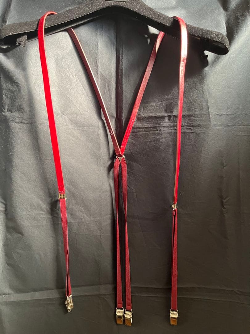 DIOR HOMME エディ期 サスペンダー Dior HOMME ディオール オム サスペンダー Homme レザー ブラック