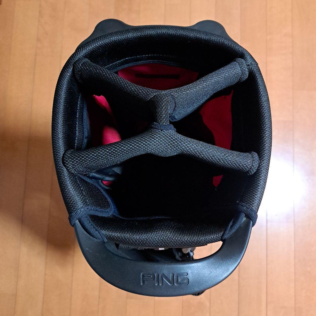 ピンスタンド式キャディバッグ-希少フード内蔵型、美品！レンチは